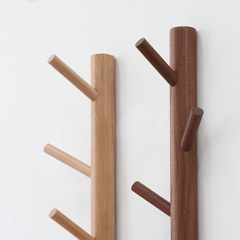 Sticking wall-style cloakstand solid wood wall-mounted wall cloak hook log decoration clothes hanger Xuanguan creative branch hanging clothes hanger