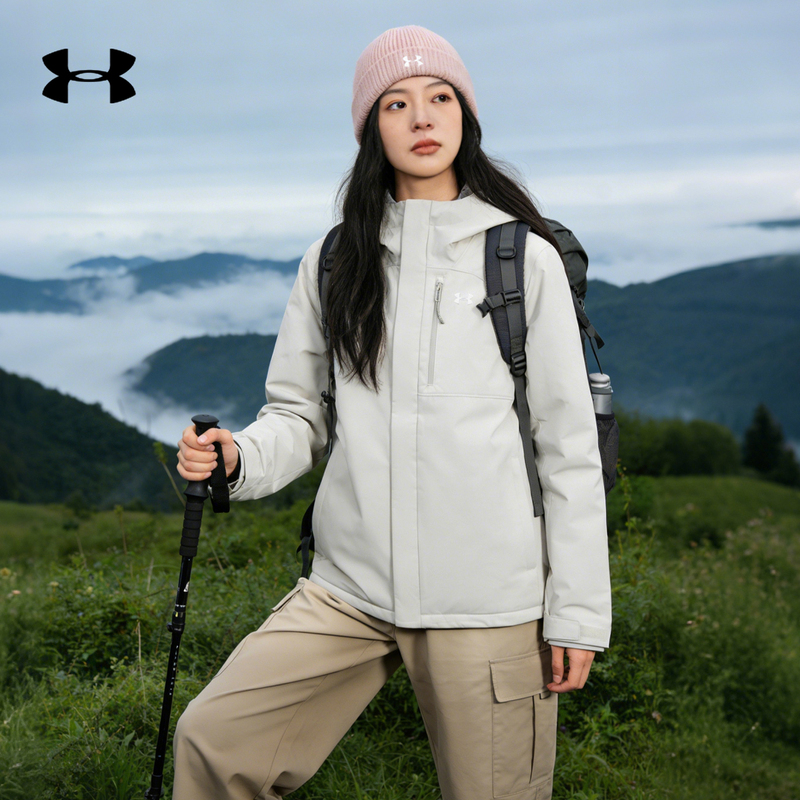 Authentic Ua under Armour Women's Mountain-Style Three-In-One Training Sports Hooded Jacket 1371593-110