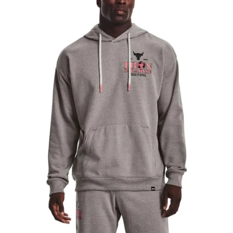 Under Armour Ua Sports Sweatshirt Rock Johnson Bull Head Men's Cotton Hooded Fitness Training Long-Sleeve 1373562