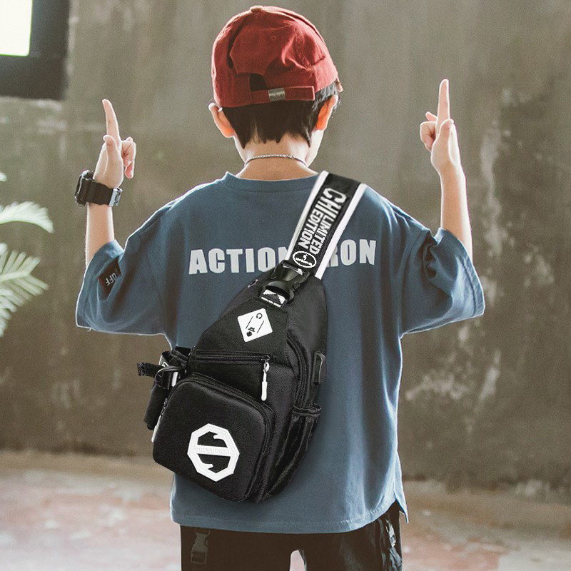 Children's Messenger Bag Boys New Net Red Fashion Boys Handsome Chest Bag Primary School One Shoulder Small Backpack Waist Bag Trendy