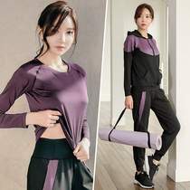 Yoga clothing sports suit female spring summer Net red outdoor morning running clothing loose gym large size long sleeve quick drying clothes