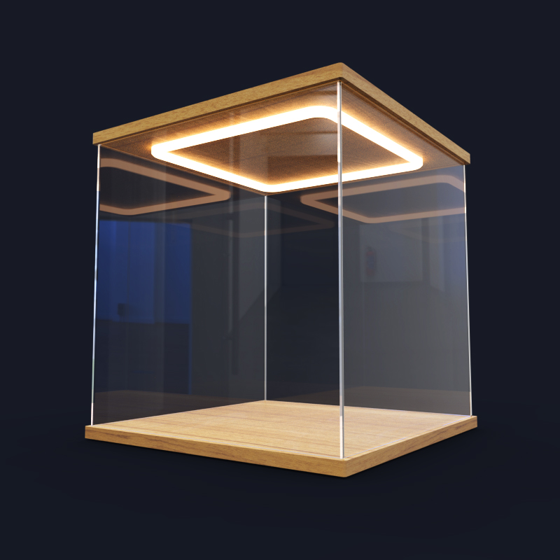 Acrylic return lamp display box suitable for building block model wooden dust cover Gundam with lighting figure storage box