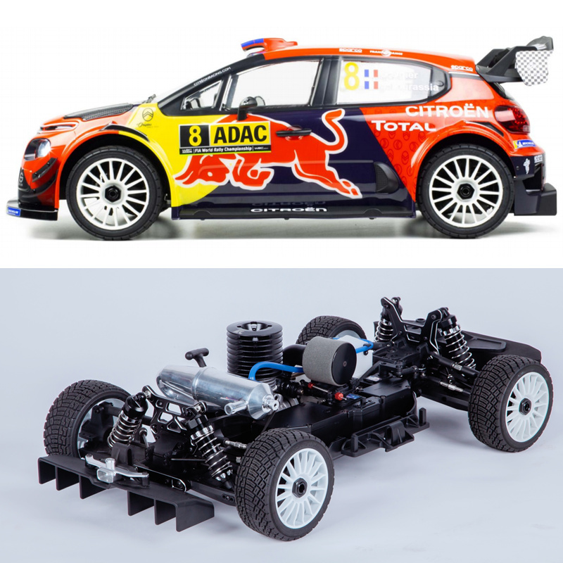 Thor Km Oil-Powered Rally Car 1/7 Dual-Speed Rc Remote Control Model Car Simulation Red Bull Citroën C3 Chassis Version