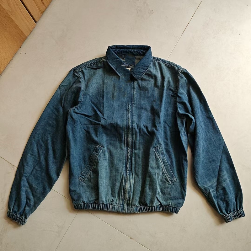 24Ss Autumn/Winter Vintage Unisex Denim Jacket Gradient Old Money Style