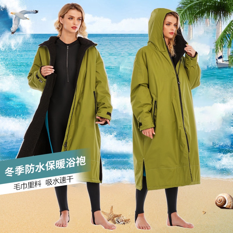 Export Thickened Autumn and Winter Swimming Training Warm Bathrobe Waterproof Outdoor Cold-Proof Jacket Surfing Diving Cloak