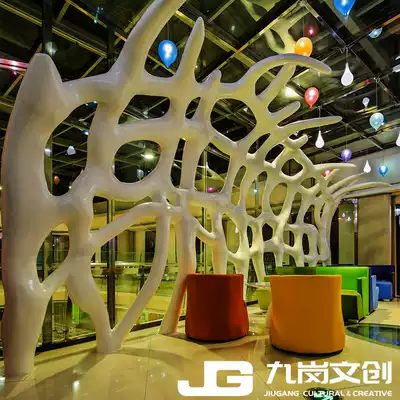 Jiugang GRG material hollow partition glass fiber special-shaped shopping mall KTV hotel wall engineering decoration professional customization