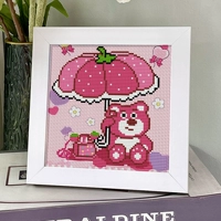 H193 Мишка Клубничный [вышивка в 3 нити 20*20 см] + фоторамка