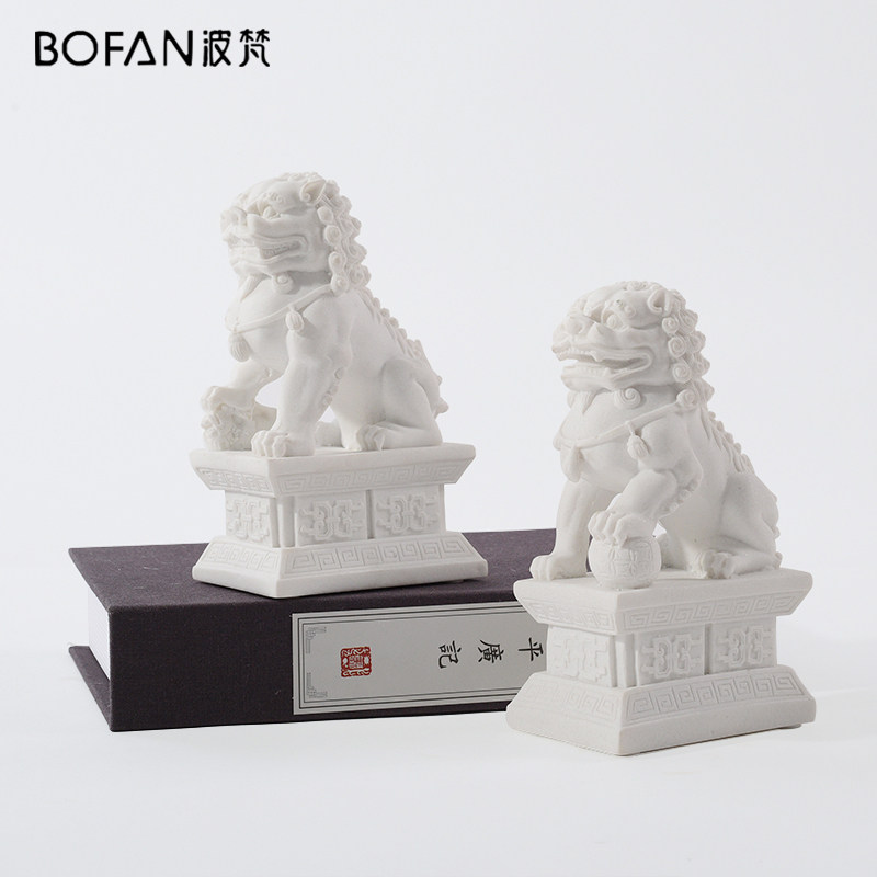 New Chinese Book House Swing Piece White Sandstone Lions Stone Lions Book Stall Xuan Guan Tea Room Zen Accessories Office Creative Soft Clothing