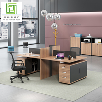 Modern simple double 4 people 6 people high cabinet work room computer desk office staff table and chair combination