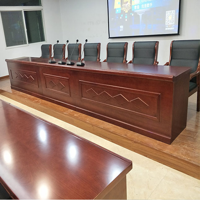 Conference podium leader speech table rectangular podium red walnut MDF veneer training stand