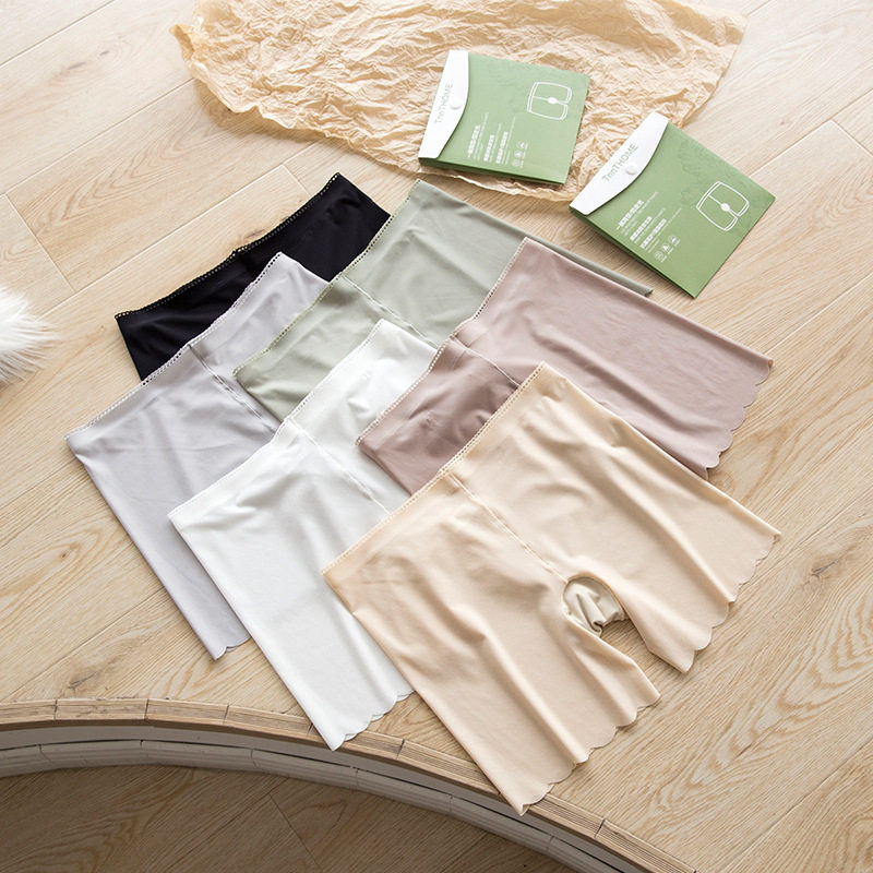 Two-in-one safety pants women's outer wear anti-glare summer ice silk seamless three-point shorts no curling insurance inner pants