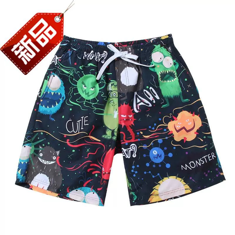Quần đi biển nam quần đùi hoa ống rộng quần đùi bơi quần đùi nhanh khô có thể phóng xuống nước để đỡ ngượng 33 cặp đôi - Quần bãi biển