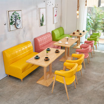 Customized net red simple coffee shop tables and chairs western restaurant dessert shop milk tea shop leisure wall sofa card seat dining