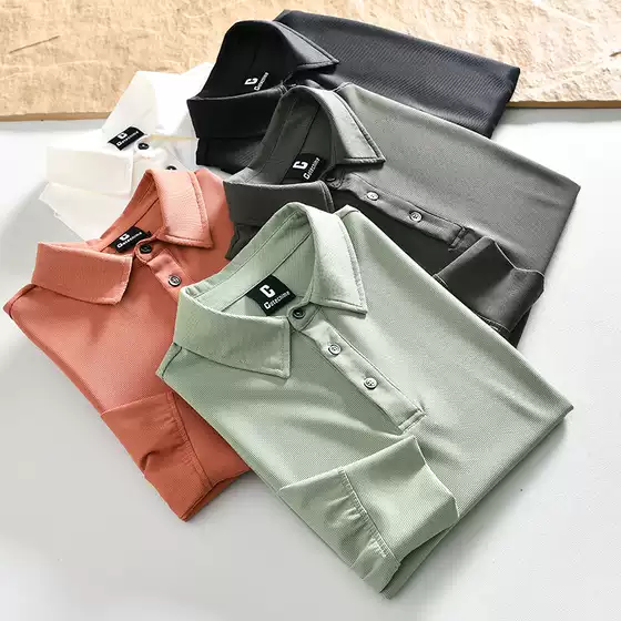 Close Your Eyes and Buy It! Corn-Patterned, Soft, Highly Elastic, Breathable, Spring/Summer Men's Fashionable Casual Long-Sleeve Polo Shirt with a Turn-Down Collar T-Shirt
