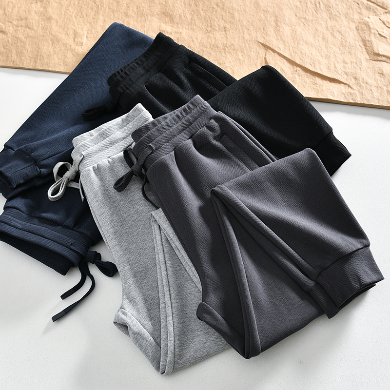 Personal Collection~ Knitted Pique Cotton! New Men's Breathable Elastic Waist Jogger Cuffed Sports Casual Sweatpants