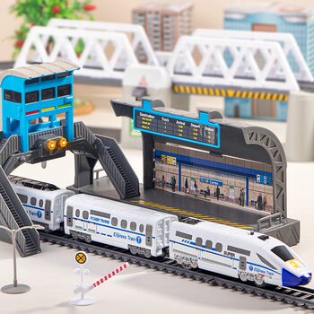 Children's Extra-Long Track Car Toy High-Speed Electric Train Model Harmony Express Train Boy's Birthday Gift