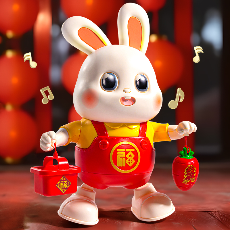 電動Xiaofuウサギの赤ちゃんのおもちゃは、子供の頭を上げる運動トレーニング赤ちゃん0〜1歳の新生児の月齢を踊ることができます