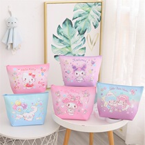 Teenage Girl Hearts Large Capacity PU Printed Makeup Packs Ins Travel Convenient Creamy Creamy Color Makeup Containing Bag Wash Bag Waterproofing