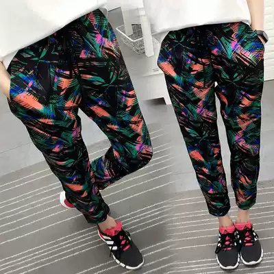 Quick-drying pants women spring and summer outdoor mountaineering running yoga riding light and thin ankle-length pants quick-drying large size sports pants Tide brand