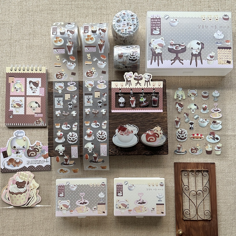 Diving into Sleep Studio * Autumn Tea House Cultural and Creative Journal Products Sticker Roll Memo Storage Box