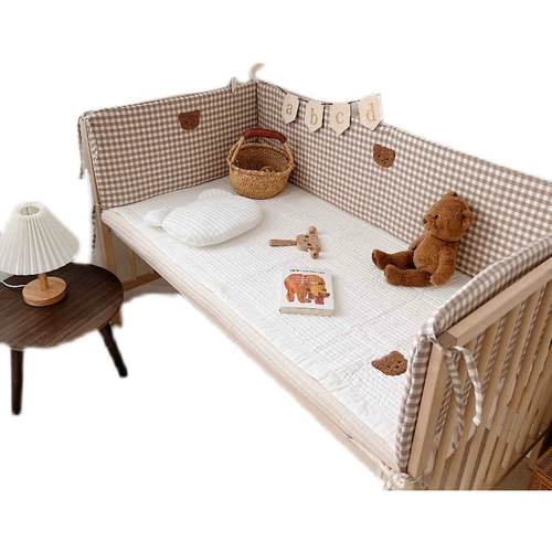 Кроватка, бортики, детская лента для приставной кровати, хлопковая ткань, съёмное ограждение, с медвежатами, защита от столкновений