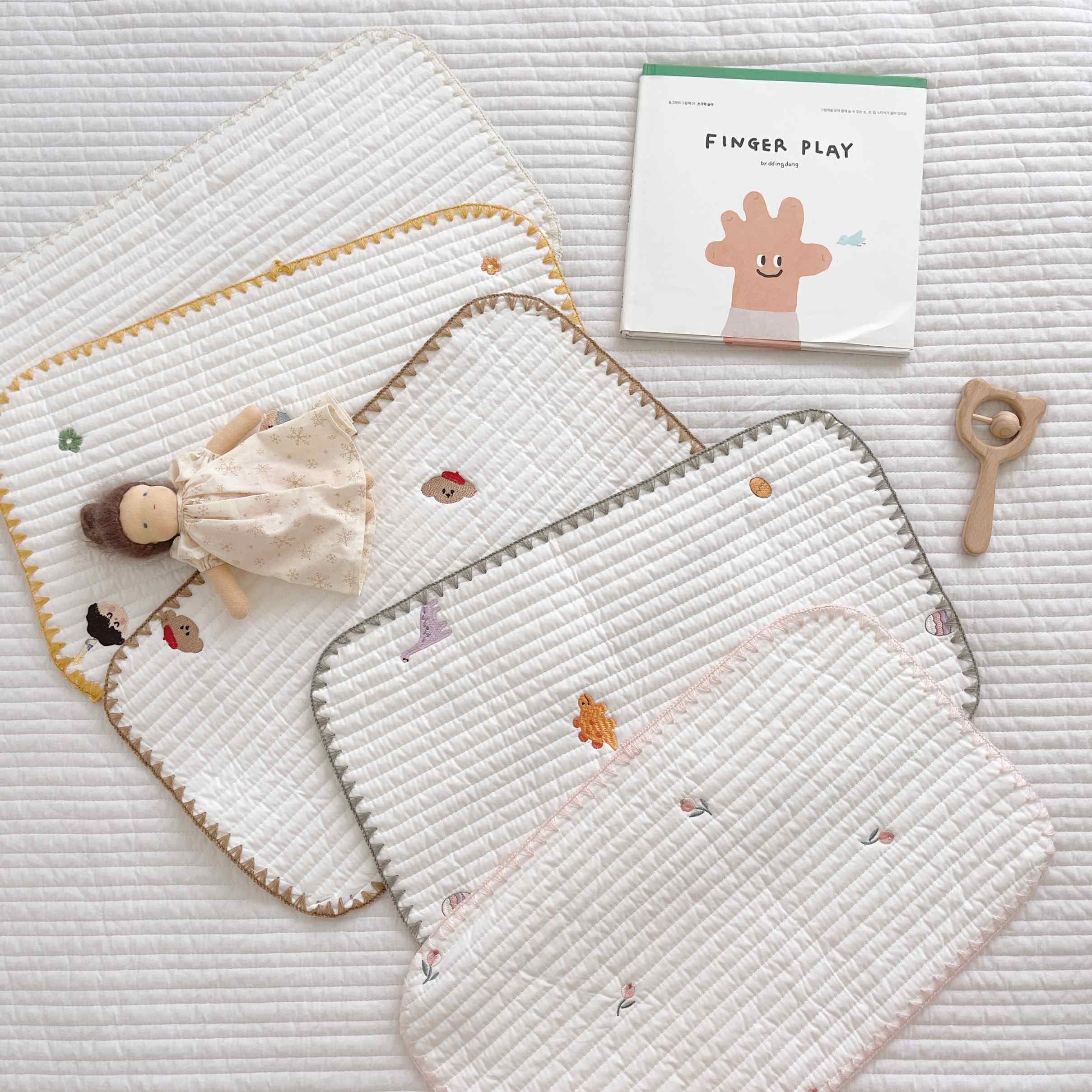 Cute embroidered children's pillow cover cotton quilted newborn baby pillow cushion sweat-absorbing breathable baby anti-spit milk flat pillow