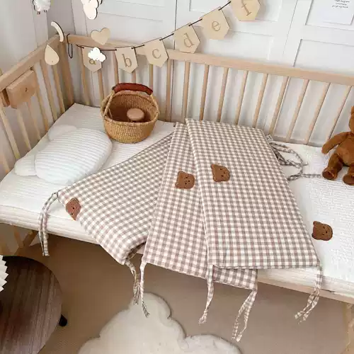 Кроватка, бортики, детская лента для приставной кровати, хлопковая ткань, съёмное ограждение, с медвежатами, защита от столкновений