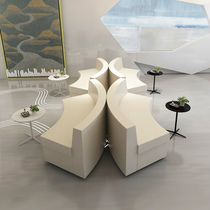 4S Store Office Brief Reception Talks Lounge Area Hall Arc Cassette Leather Boutique Combination Casual Couch Stool