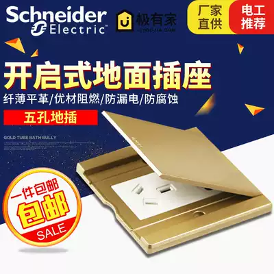 (original)Schneider ground plug gold waterproof ground socket E228 ultra-thin 10A five-hole ground plug