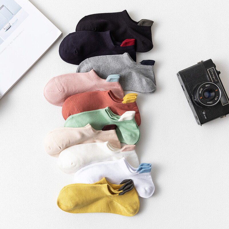 White Socks Children Summer Short Socks Shallow Mouth Pure Cotton Boat Deodorized with Breathable Cute Low Help Full Cotton Lady Deodorant Socks