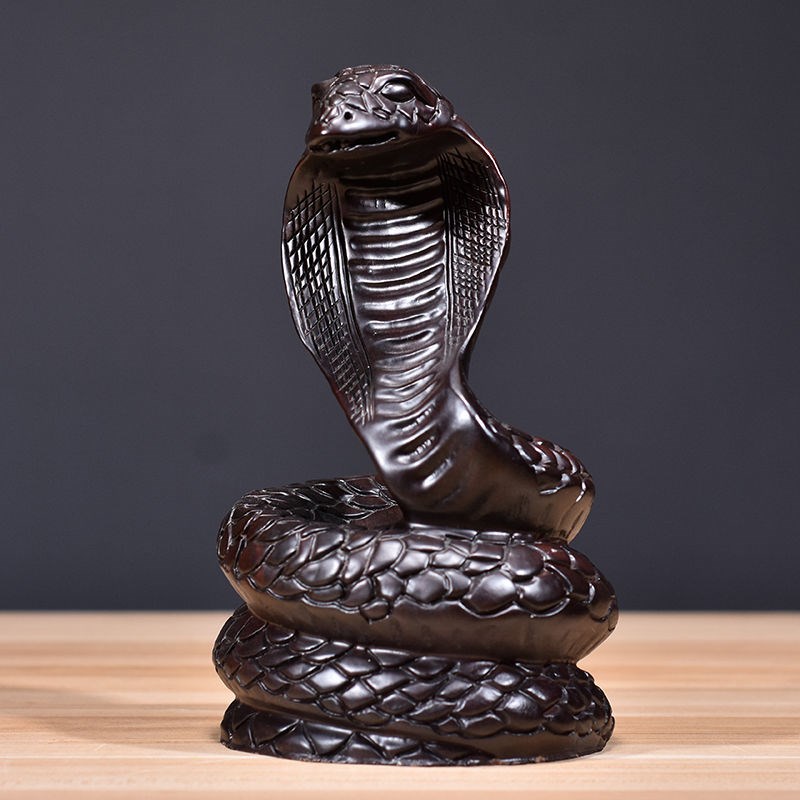 Black Sandalwood Carved Snake Swing Piece Solid Wood Zodiac Wood Upscale Creative Snake Home Living Room Decoration Red Wood Handicraft 