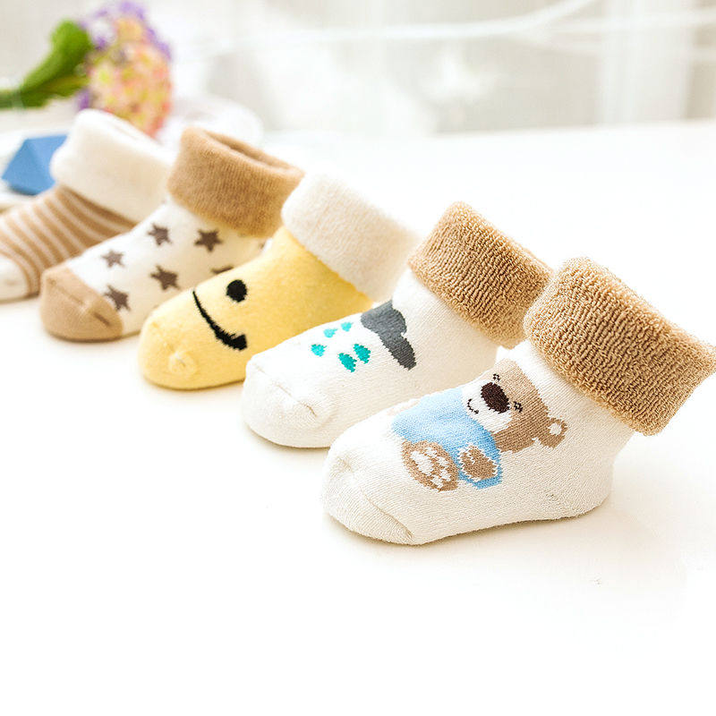 Baby socks fall winter style thickened children all cotton 0 odorous -3 -3 6-9 month newborns baby swoops woolen loops socks