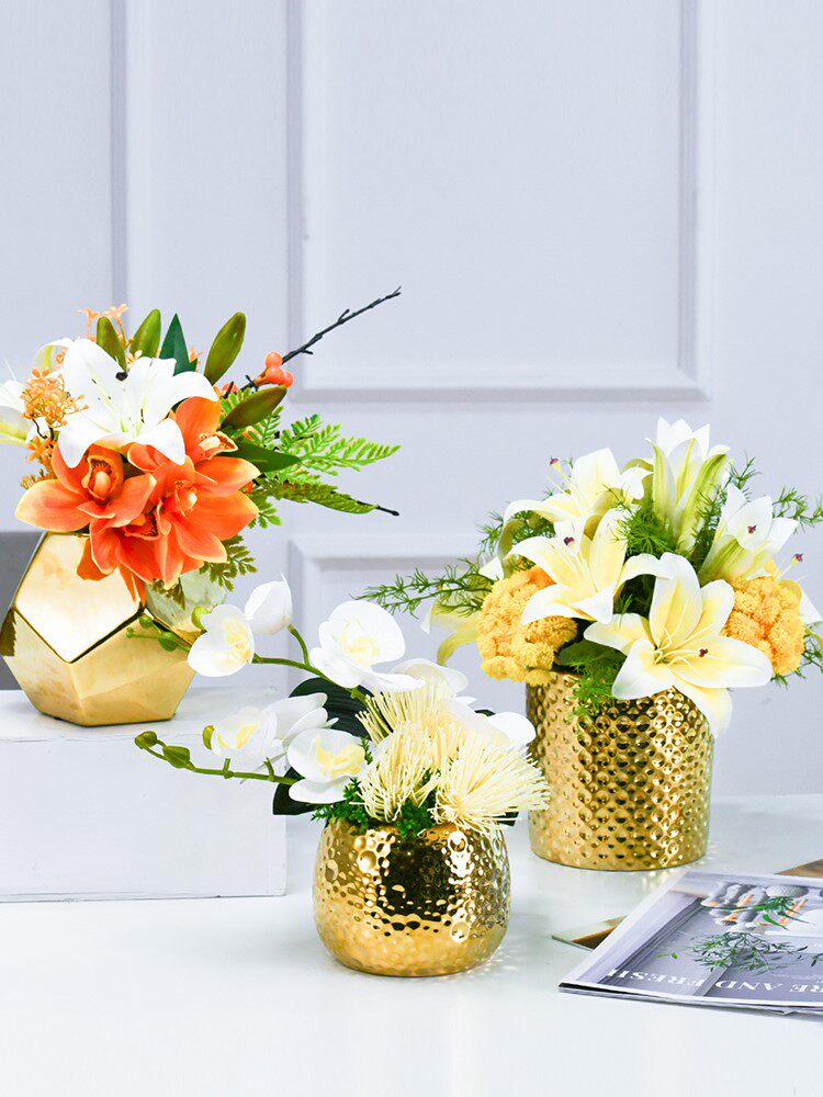 High-end simulation fake flower set light luxury decoration guest atmosphere high-end jewelry table decoration flower arrangement potted plant