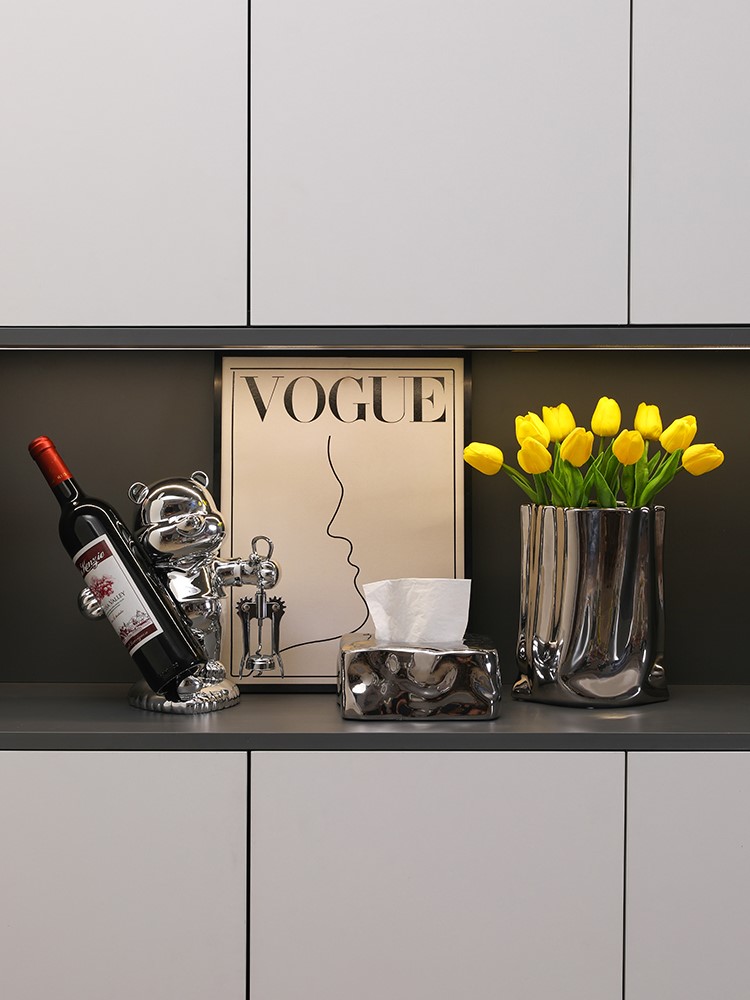 High-end porch decoration parts modern minimal wine creativity minimal red wine shelf living room key collection pallet