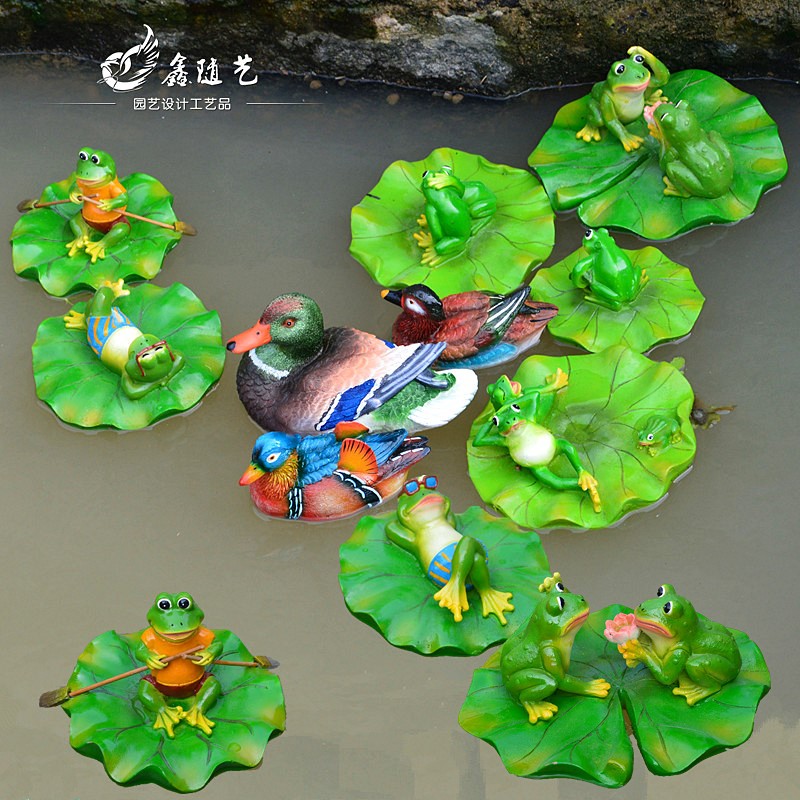 Floating mandarin ducks, turtles, frogs, lotus ornaments, courtyard atmosphere, high-end fish tank landscaping, outdoor garden fish pond decoration