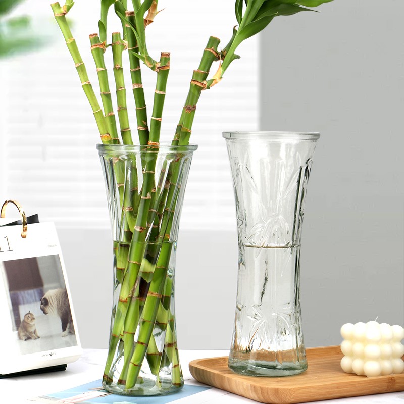Rich Bamboo Vase Living Room Home Simple Glass Flower Creative Simple Bright Round Vase Home Decoration Ornament