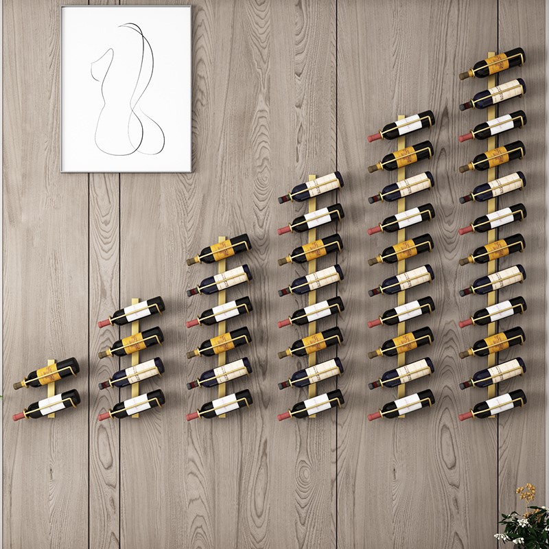 Red wine rack decoration wall hanging creative wrought iron wine cabinet home high-end creative display shelf inclined hanging upside down wine bottle rack