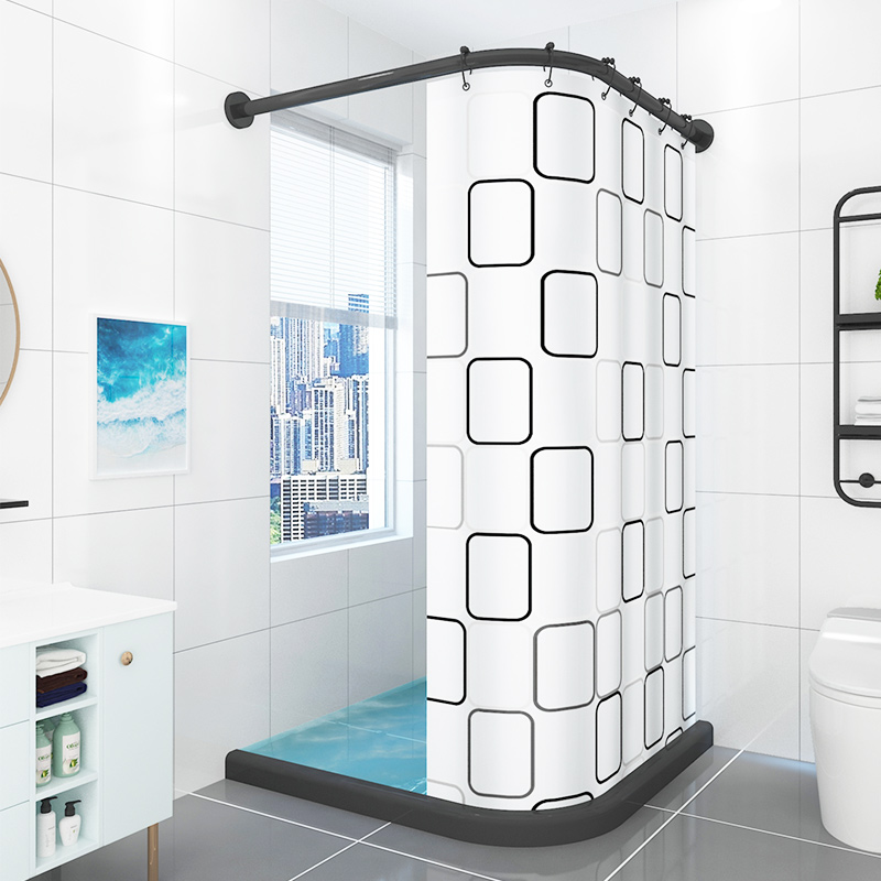 Magnetic shower curtain set non-perforated bathroom water strip dressing room shower bathroom arc bar partition window tarp
