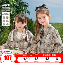 (Alice) minipeace peacebird girls college coat plaid shirt dress set Ole