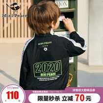 minipeace Taiping Bird childrens clothing boys black and white contrast jacket spring new childrens sports coat Ole