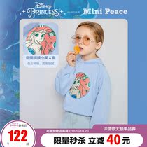 minipeace Taiping Bird childrens clothing girl pullover hooded light blue foreign sweater mermaid applique Ole