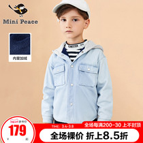 minipeace PEACEBIRD winter new product boy plus velvet long sleeve shirt foreign hooded shirt jacket Ole