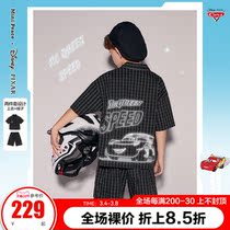 (Racing Story) PEACEBIRD kids boys suit summer reflective short-sleeved shirt plaid shorts Ole