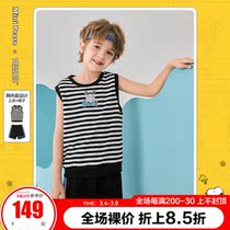 (Snoopy) minipeace peacebird boys set summer striped tank top shorts two-piece set Ole