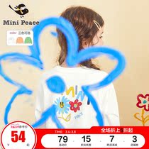 minipeace PEACEBIRD childrens clothing girls small flower long sleeves T-shirt undershirt net red Korean version of foreign gas Ole
