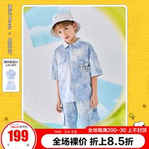 (Snoopy) minipeace peacebird childrens clothing boys set tie-dye shirt shorts two-piece set Ole