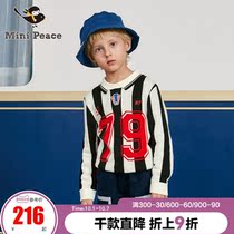 minipeace Taiping Bird childrens clothing boys spring new wool pullover color lapel sports sweater tide Ole