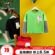 Minipeace Peacebird Childrens Mens Long Sleeve T-Shirt Foreign Gas Undershirt Fake Two Pieces Cotton Trend Ole