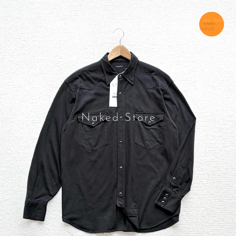 In Stock Comoli Jersey Western Lightweight, Dry-Fit, Vintage-Style Copper Button Long-Sleeve Shirt 26Ss