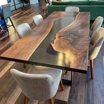 Epoxy Resin River Table Solid Wood Large Plate Creative Wave Tea Table White Poplar Wood Log Tea Table Tea Table Large Plate Table